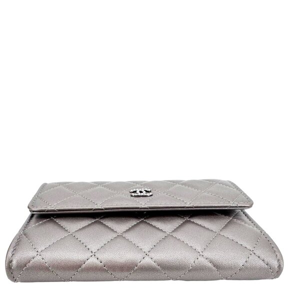 Chanel Pearl My Shoulder Mini Lambskin Quilted Leather Wallet Silver - Picture 7 of 13